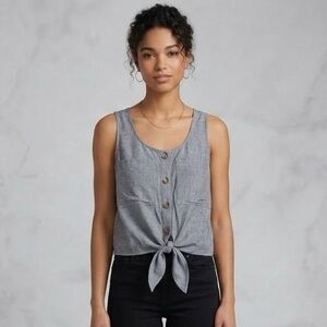 NWT Express Tie-Front Button Down Tank Top
